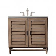 James Martin Furniture 620-V36-WW-3ESR - Portland 36'' Single Vanity Whitewashed Walnut, w/ 3 CM Eternal Serena Quartz Top