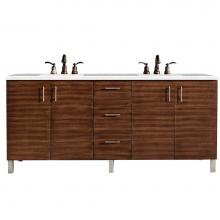 James Martin Furniture 850-V72-AWT-3ESR - Metropolitan 72'' Double Vanity, American Walnut, w/ 3 CM Eternal Serena Quartz Top