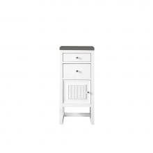 James Martin Furniture E645-B15L-GW-3GEX - Athens 15'' Cabinet w/ Drawers & Door, Glossy White w/ 3 CM Grey Expo Quartz Top