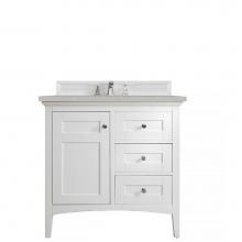 James Martin Furniture 527-V36-BW-3ESR - Palisades 36'' Single Vanity, Bright White, w/ 3 CM Eternal Serena Quartz Top