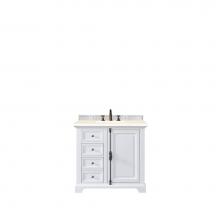 James Martin Furniture 238-105-V36-BW-3EMR - Providence 36'' Single Vanity Cabinet, Bright White, w/ 3 CM Eternal Marfil Quartz Top