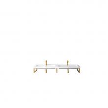 James Martin Furniture 055BK18RGD63WG - Three Boston 18'' Wall Brackets, Brushed Nickel w/63'' White Glossy Resin Coun