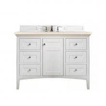 James Martin Furniture 527-V48-BW-3EMR - Palisades 48'' Single Vanity, Bright  White, w/ 3 CM Eternal Marfil Quartz Top