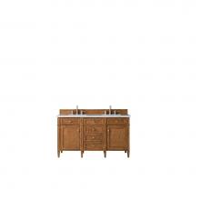 James Martin Furniture 650-V60D-SBR-3CAR - Brittany 60'' Saddle Brown Double Vanity w/ 3 CM Carrara Marble Top