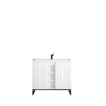 James Martin Furniture E110-V39.5-GW-MBK-WG - Alicante'' 39.5'' Single Vanity Cabinet, Glossy White, Matte Black w/White Glo
