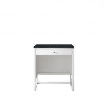 James Martin Furniture E645-DU30-GW-3CSP - Athens 30''  Countertop  Unit (makeup counter), Glossy White w/ 3 CM Charcoal Soapstone