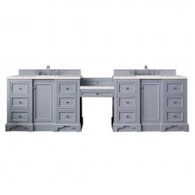 James Martin Furniture 825-V118-SL-DU-ESR - De Soto 118'' Double Vanity Set, Silver Gray w/ Makeup Table, 3 CM Eternal Serena Quartz