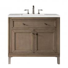 James Martin Furniture 305-V36-WWW-3ESR - Chicago 36'' Single Vanity Whitewashed Walnut, w/ 3 CM Eternal Serena Quartz Top