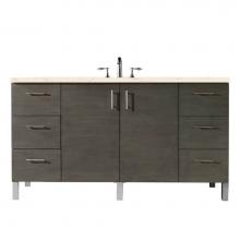James Martin Furniture 850-V60S-SOK-3EMR - Metropolitan 60'' Single Vanity, Silver Oak, w/ 3 CM Eternal Marfil Quartz Top