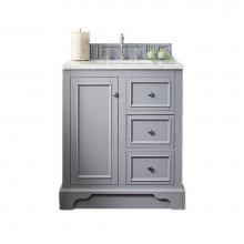 James Martin Furniture 825-V30-SL-3IBK - De Soto 30'' Single Vanity, Silver Gray, w/ 3 CM Iconic Black Quartz Top