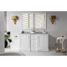 James Martin Furniture 825-V60D-BW-3IBK - De Soto 60'' Double Vanity, Bright White, w/ 3 CM Iconic Black Quartz Top