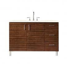 James Martin Furniture 850-V48-AWT-3EMR - Metropolitan 48'' Single Vanity, American Walnut, w/ 3 CM Eternal Marfil Quartz Top