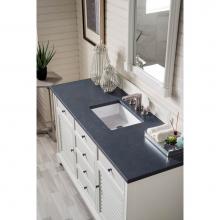 James Martin Furniture 238-105-V60S-BW-3CSP - Providence 60'' Single Vanity Cabinet, Bright White, w/ 3 CM Charcoal Soapstone Quartz T