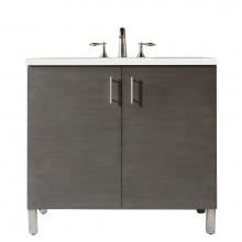 James Martin Furniture 850-V36-SOK-3ESR - Metropolitan 36'' Single Vanity, Silver Oak, w/ 3 CM Eternal Serena Quartz Top