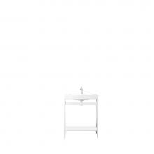 James Martin Furniture C325V27.6GWGWGW - Como 27.6'' Sink Console, Glossy White, Glossy White w/Glossy White Composite Top
