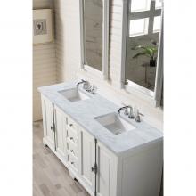 James Martin Furniture 238-105-V72-BW-3CAR - Providence 72'' Bright White Double Vanity w/ 3 CM Carrara Marble Top