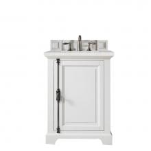 James Martin Furniture 238-105-V26-BW-3ESR - Providence 26'' Single Vanity Cabinet, Bright White, w/ 3 CM Eternal Serena Quartz Top