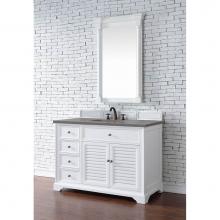 James Martin Furniture 238-104-V48-BW-3GEX - Savannah 48'' Single Vanity Cabinet, Bright White, w/ 3 CM Grey Expo Quartz Top