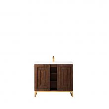 James Martin Furniture E110-V39.5-MCA-RGD-WG - Alicante'' 39.5'' Single Vanity Cabinet, Mid Century Acacia, Radiant Gold w/Wh