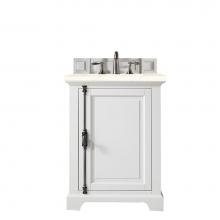 James Martin Furniture 238-105-V26-BW-3EMR - Providence 26'' Single Vanity Cabinet, Bright White, w/ 3 CM Eternal Marfil Quartz Top