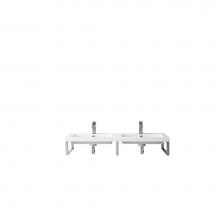 James Martin Furniture 055BK18BNK47WG - Three Boston 18'' Wall Brackets, Brushed Nickel w/47'' White Glossy Resin Coun