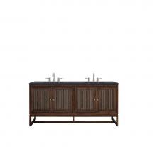 James Martin Furniture E645-V72-MCA-3CSP - Athens 72'' Double Vanity Cabinet, Mid Century Acacia, w/ 3 CM Charcoal Soapstone Quartz