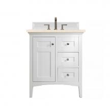 James Martin Furniture 527-V30-BW-3EMR - Palisades 30'' Single Vanity, Bright White, w/ 3 CM Eternal Marfil Quartz Top