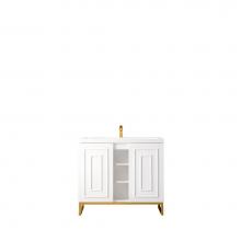 James Martin Furniture E110-V39.5-GW-RGD-WG - Alicante'' 39.5'' Single Vanity Cabinet, Glossy White, Radiant Gold w/White Gl