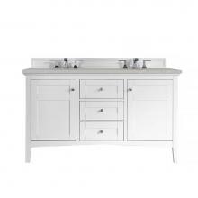 James Martin Furniture 527-V60D-BW-3ESR - Palisades 60'' Double Vanity, Bright White, w/ 3 CM Eternal Serena Quartz Top