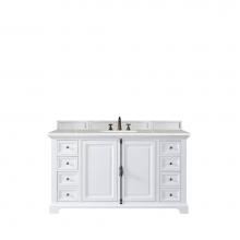 James Martin Furniture 238-105-V60S-BW-3ESR - Providence 60'' Single Vanity Cabinet, Bright White, w/ 3 CM Eternal Serena Quartz Top