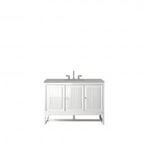 James Martin Furniture E645-V48-GW-3ESR - Athens 48'' Single Vanity Cabinet, Glossy White, w/ 3 CM Eternal Serena Top