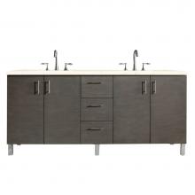 James Martin Furniture 850-V72-SOK-3EMR - Metropolitan 72'' Double Vanity, Silver Oak, w/ 3 CM Eternal Marfil Quartz Top