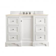 James Martin Furniture 825-V48-BW-3EMR - De Soto 48'' Single Vanity, Bright White, w/ 3 CM Eternal Marfil Quartz Top