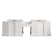 James Martin Furniture 825-V118-BW-DU-ESR - De Soto 118'' Double Vanity Set, Bright White w/ Makeup Table, 3 CM Eternal Serena Quart