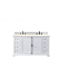 James Martin Furniture 238-105-V60D-BW-3EMR - Providence 60'' Double Vanity Cabinet, Bright White, w/ 3 CM Eternal Marfil Quartz Top