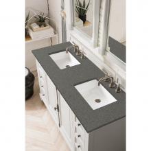 James Martin Furniture 238-105-V60D-BW-3GEX - Providence 60'' Double Vanity Cabinet, Bright White, w/ 3 CM Grey Expo Quartz Top