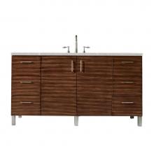 James Martin Furniture 850-V60S-AWT-3ESR - Metropolitan 60'' Single Vanity, American Walnut, w/ 3 CM Eternal Serena Quartz Top