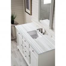 James Martin Furniture 238-105-V60S-BW-3AF - Providence 60'' Bright White Single Vanity w/ 3 CM Arctic Fall Solid Surface Top