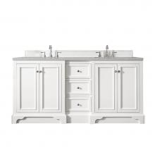 James Martin Furniture 825-V72-BW-3ESR - De Soto 72'' Double Vanity, Bright White, w/ 3 CM Eternal Serena Quartz Top
