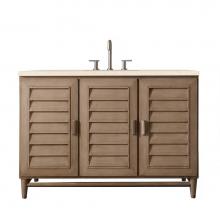 James Martin Furniture 620-V48-WW-3EMR - Portland 48'' Single Vanity Whitewashed Walnut, w/ 3 CM Eternal Marfil Quartz Top