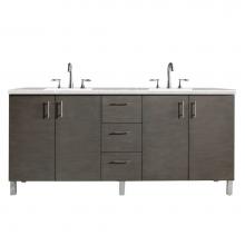 James Martin Furniture 850-V72-SOK-3ESR - Metropolitan 72'' Double Vanity, Silver Oak, w/ 3 CM Eternal Serena Quartz Top