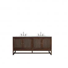 James Martin Furniture E645-V72-MCA-3AF - Athens 72'' Double Vanity Cabinet, Mid Century Acacia, w/ 3 CM Arctic Fall Solid Surface