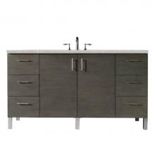 James Martin Furniture 850-V60S-SOK-3ESR - Metropolitan 60'' Single Vanity, Silver Oak, w/ 3 CM Eternal Serena Quartz Top