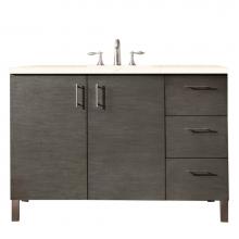 James Martin Furniture 850-V48-SOK-3EMR - Metropolitan 48'' Single Vanity, Silver Oak, w/ 3 CM Eternal Marfil Quartz Top