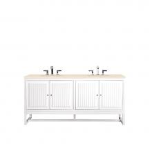 James Martin Furniture E645-V72-GW-3EMR - Athens 72'' Double Vanity Cabinet, Glossy White, w/ 3 CM Eternal Marfil Top