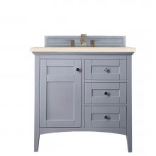 James Martin Furniture 527-V36-SL-3EMR - Palisades 36'' Single Vanity, Silver Gray, w/ 3 CM Eternal Marfil Quartz Top
