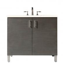 James Martin Furniture 850-V36-SOK-3EMR - Metropolitan 36'' Single Vanity, Silver Oak, w/ 3 CM Eternal Marfil Quartz Top