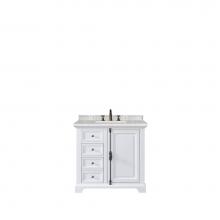 James Martin Furniture 238-105-V36-BW-3ESR - Providence 36'' Single Vanity Cabinet, Bright White, w/ 3 CM Eternal Serena Quartz Top