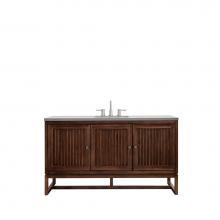 James Martin Furniture E645-V60S-MCA-3GEX - Athens 60'' Single Vanity Cabinet , Mid Century Acacia, w/ 3 CM Grey Expo Quartz Top