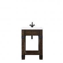 James Martin Furniture C205-V24-RSA-WG - Brooklyn 24'' Wooden Sink Console, Rustic Ash w/ White Glossy Resin Countertop